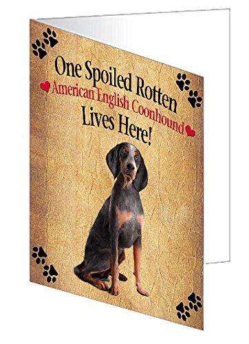 American English Coonhound Spoiled Rotten Dog Handmade Artwork Assorted Pets Greeting Cards and Note Cards with Envelopes for All Occasions and Holiday Seasons