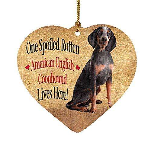 American English Coonhound Spoiled Rotten Dog Heart Christmas Ornament