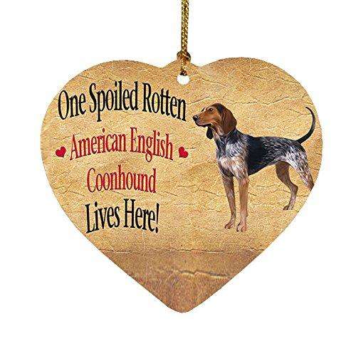 American English Coonhound Spoiled Rotten Dog Heart Christmas Ornament
