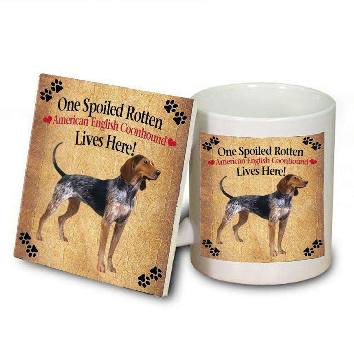 American English Coonhound Spoiled Rotten Dog Mug and Coaster Set