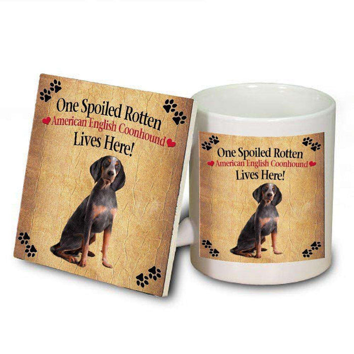 American English Coonhound Spoiled Rotten Dog Mug and Coaster Set