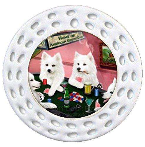 American Eskimo Christmas Holiday Ornament 4 Dogs Playing Poker