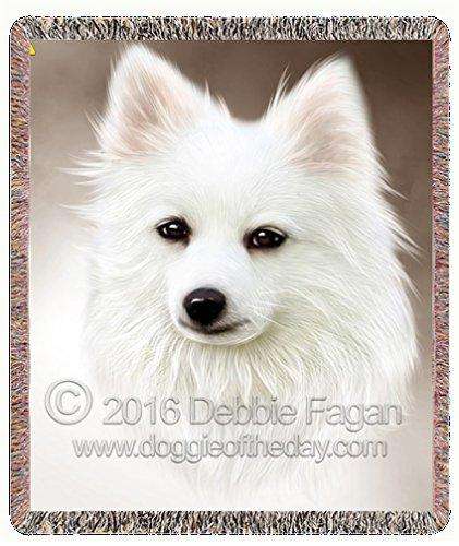 American Eskimo Dog Art Portrait Print Woven Throw Blanket 54 X 38