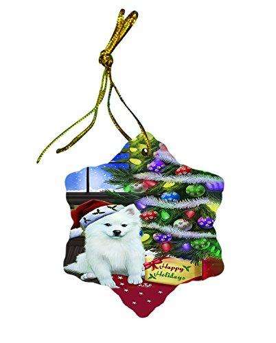 American Eskimo Dog Christmas Snowflake Ceramic Ornament