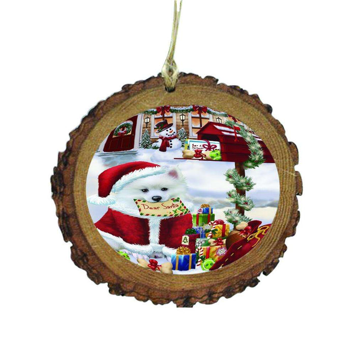 American Eskimo Dog Dear Santa Letter Christmas Holiday Mailbox Wooden Christmas Ornament WOR48991