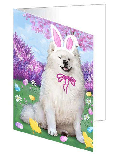 American Eskimo Dog Easter Holiday Handmade Artwork Assorted Pets Greeting Cards and Note Cards with Envelopes for All Occasions and Holiday Seasons GCD66719