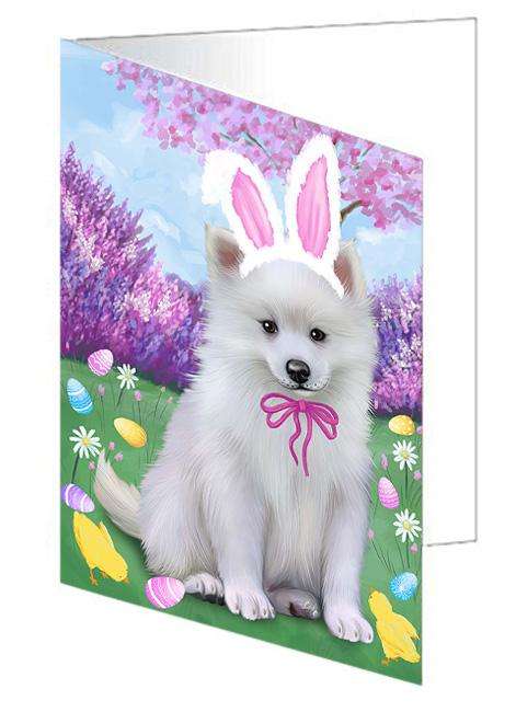 American Eskimo Dog Easter Holiday Handmade Artwork Assorted Pets Greeting Cards and Note Cards with Envelopes for All Occasions and Holiday Seasons GCD66722