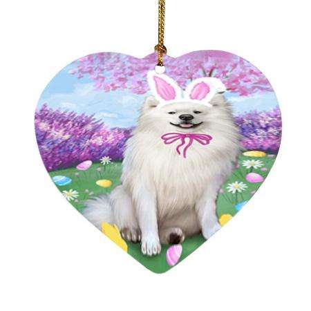American Eskimo Dog Easter Holiday Heart Christmas Ornament HPOR54230