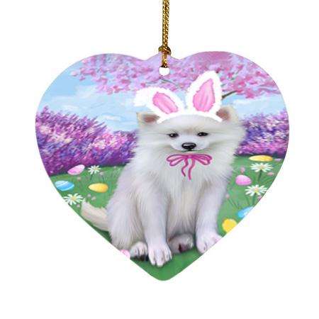 American Eskimo Dog Easter Holiday Heart Christmas Ornament HPOR54231