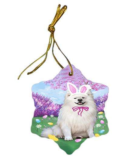 American Eskimo Dog Easter Holiday Star Porcelain Ornament SPOR54221