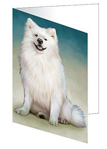 American Eskimo Dog Handmade Artwork Assorted Pets Greeting Cards and Note Cards with Envelopes for All Occasions and Holiday Seasons GCD48812