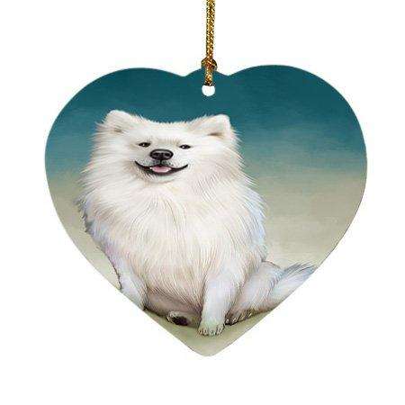 American Eskimo Dog Heart Christmas Ornament HPOR48278