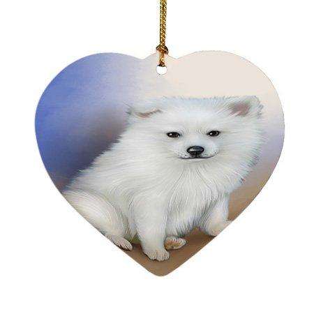 American Eskimo Dog Heart Christmas Ornament HPOR48280