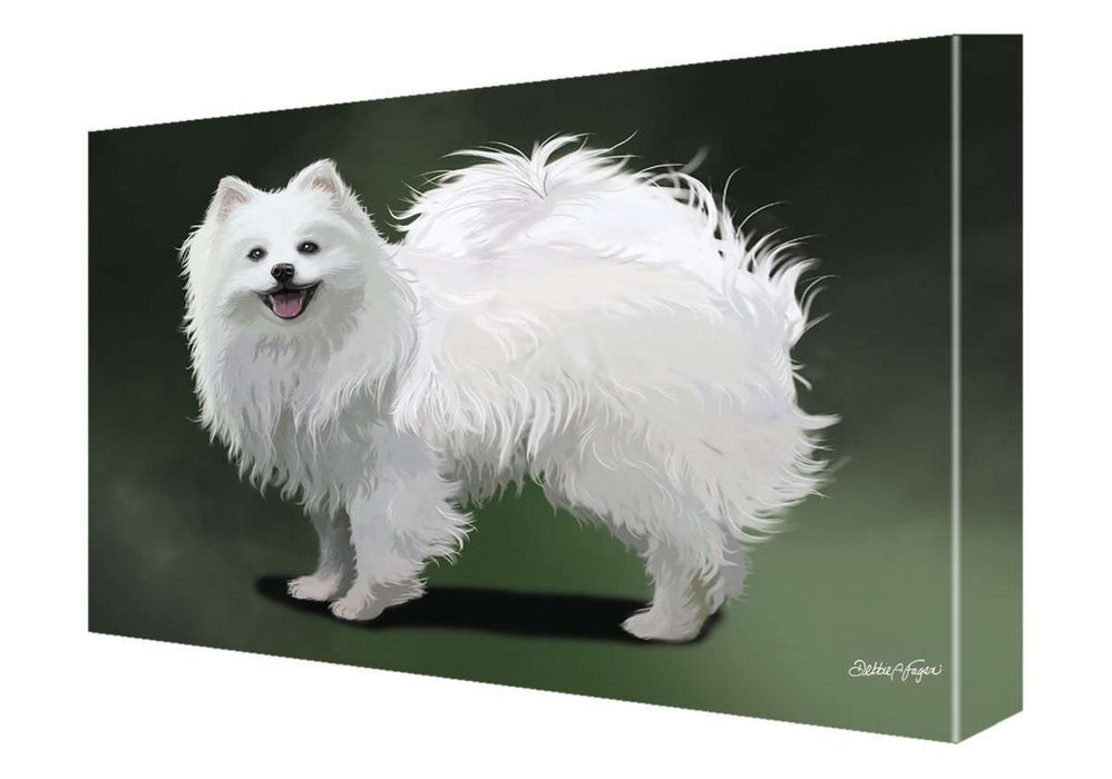 American Eskimo Dog Painting Printed on Canvas Wall Art Signed