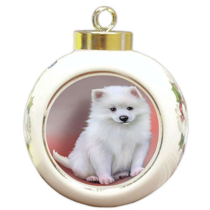 American Eskimo Dog Round Ball Christmas Ornament RBPOR48279