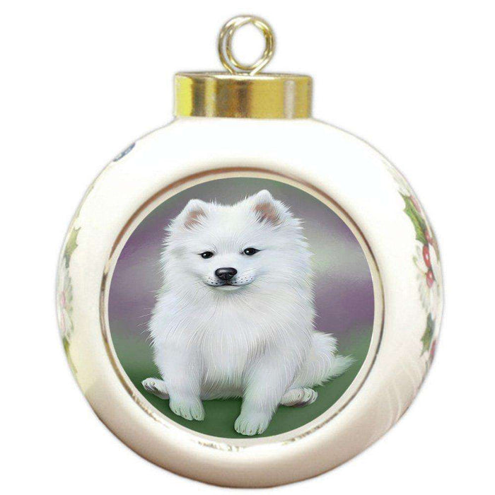 American Eskimo Dog Round Ball Christmas Ornament RBPOR48281
