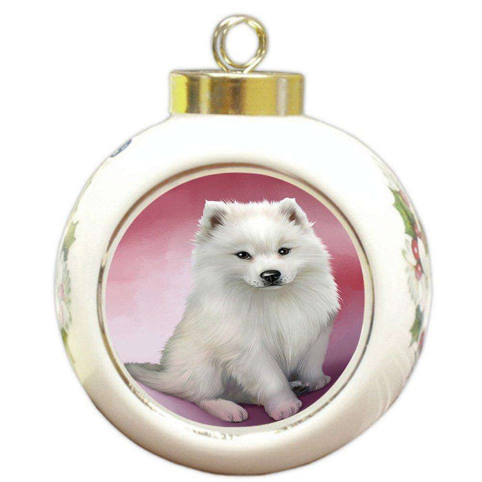 American Eskimo Dog Round Ball Christmas Ornament RBPOR48282