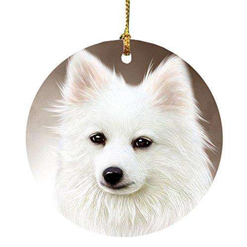 American Eskimo Dog Round Christmas Ornament