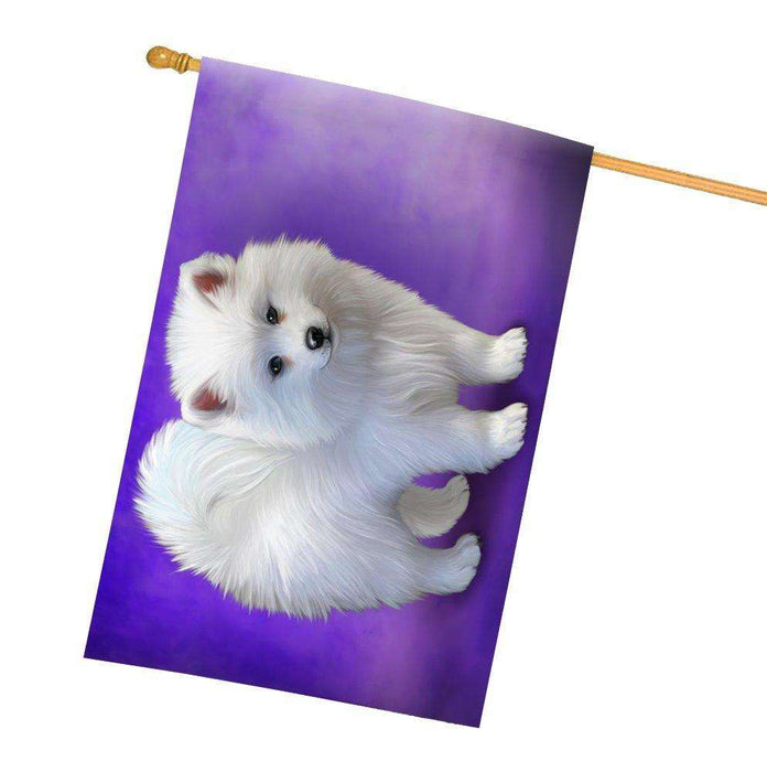 American Eskimo Puppy Dog All Weather House Flag
