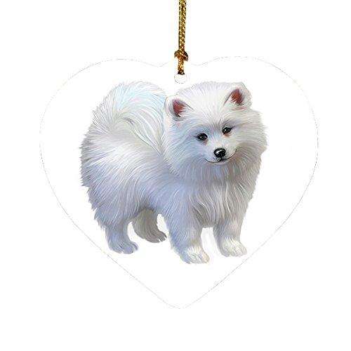 American Eskimo Puppy Dog Heart Christmas Ornament