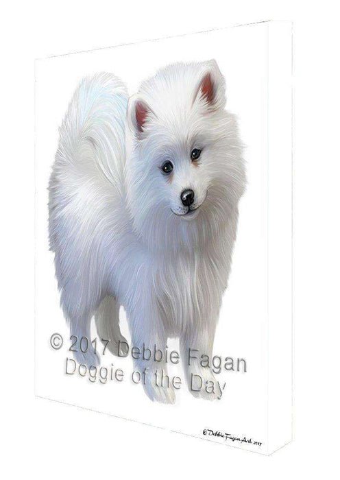 American Eskimo Puppy Dog Painting Printed on Canvas Wall Art