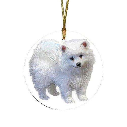 American Eskimo Puppy Dog Round Christmas Ornament