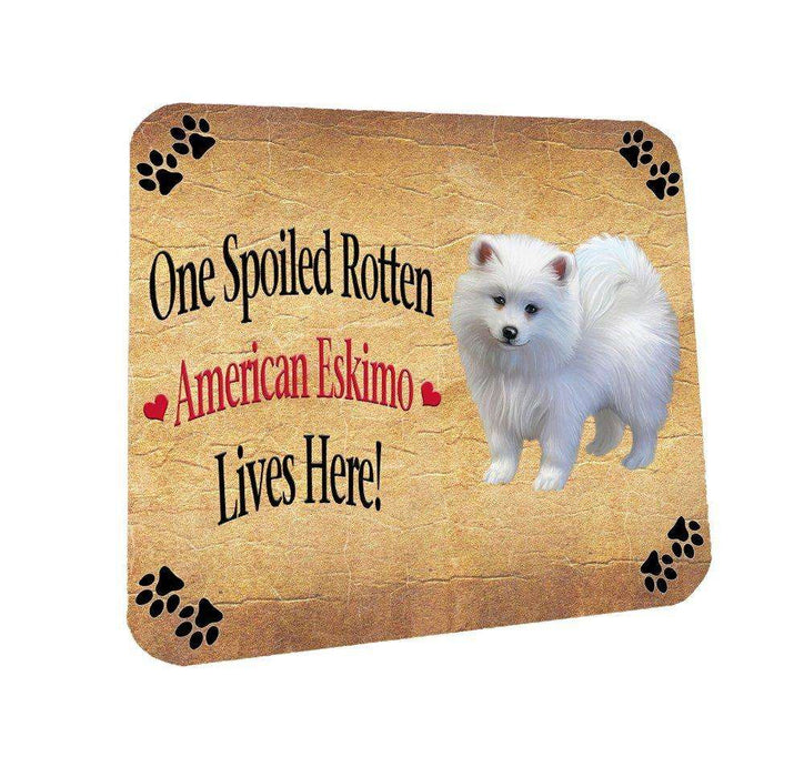 American Eskimo Puppy Spoiled Rotten Dog Coasters Set of 4