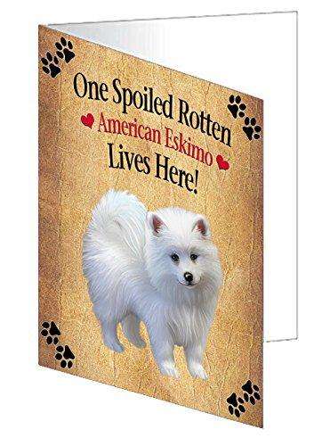 American Eskimo Puppy Spoiled Rotten Dog Handmade Artwork Assorted Pets Greeting Cards and Note Cards with Envelopes for All Occasions and Holiday Seasons