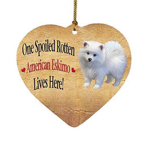 American Eskimo Puppy Spoiled Rotten Dog Heart Christmas Ornament
