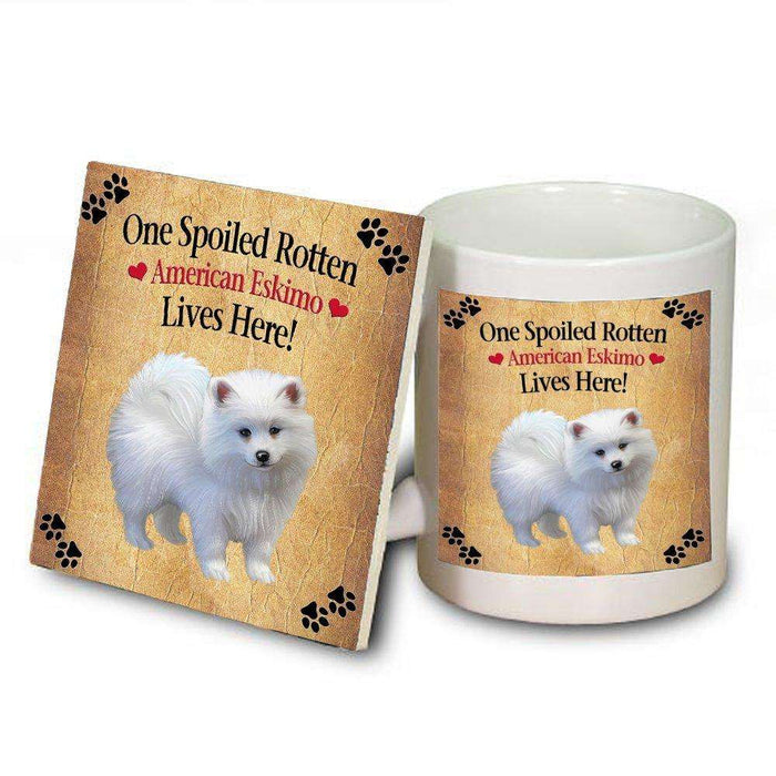 American Eskimo Puppy Spoiled Rotten Dog Mug and Coaster Set