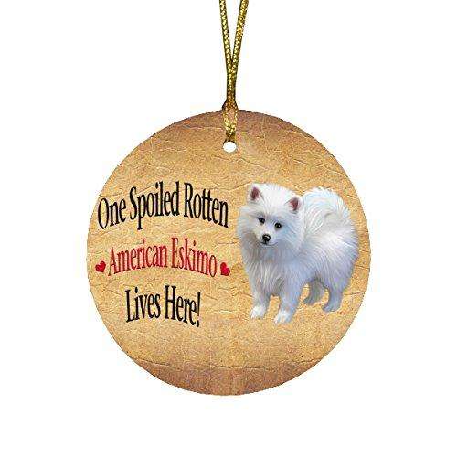American Eskimo Puppy Spoiled Rotten Dog Round Christmas Ornament