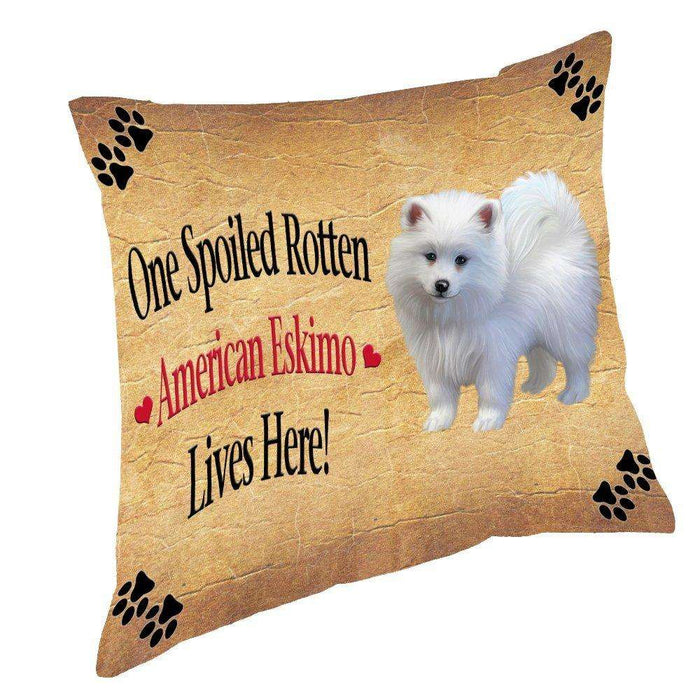 American Eskimo Puppy Spoiled Rotten Dog Throw Pillow
