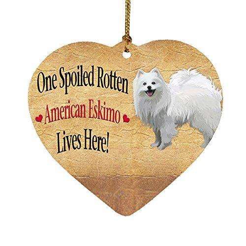 American Eskimo Spoiled Rotten Dog Heart Christmas Ornament