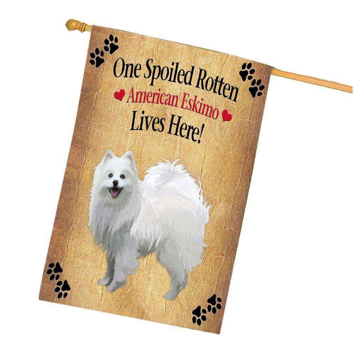 American Eskimo Spoiled Rotten Dog House Flag