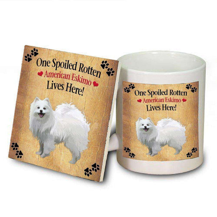American Eskimo Spoiled Rotten Dog Mug and Coaster Set