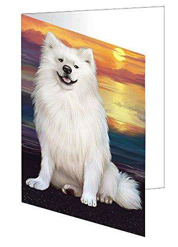 American Eskimos Dog Handmade Artwork Assorted Pets Greeting Cards and Note Cards with Envelopes for All Occasions and Holiday Seasons D460