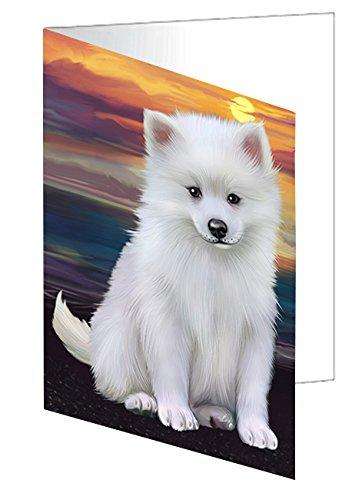 American Eskimos Dog Handmade Artwork Assorted Pets Greeting Cards and Note Cards with Envelopes for All Occasions and Holiday Seasons D461