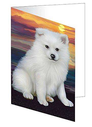 American Eskimos Dog Handmade Artwork Assorted Pets Greeting Cards and Note Cards with Envelopes for All Occasions and Holiday Seasons D462
