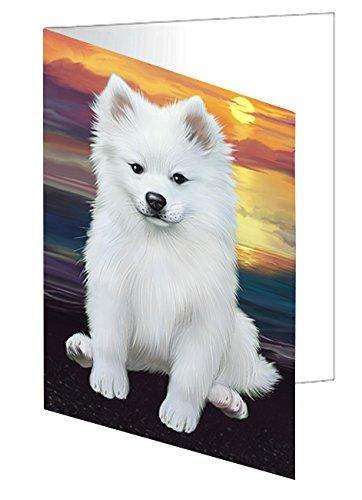 American Eskimos Dog Handmade Artwork Assorted Pets Greeting Cards and Note Cards with Envelopes for All Occasions and Holiday Seasons D463