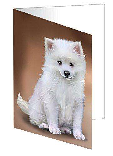 American Eskimos Dog Handmade Artwork Assorted Pets Greeting Cards and Note Cards with Envelopes for All Occasions and Holiday Seasons D466