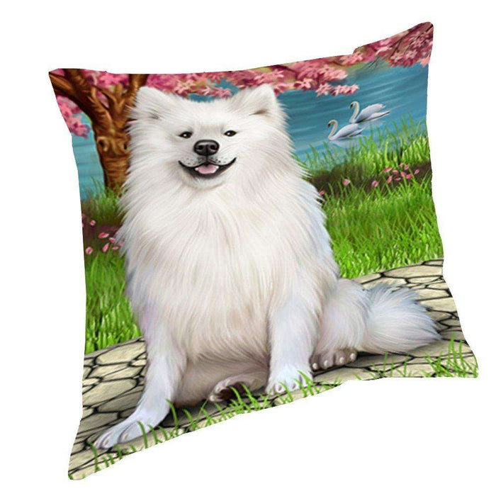 American Eskimos Dog Throw Pillow D509
