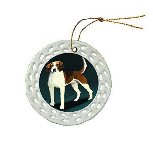 American Foxhound Dog Christmas Doily Ceramic Ornament