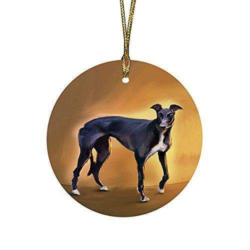 American Greyhound Dog Round Christmas Ornament