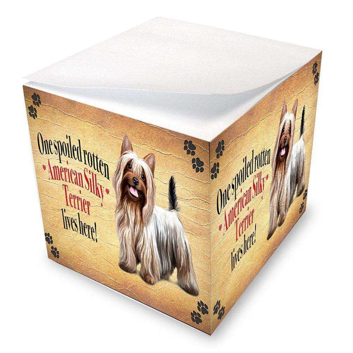 American Silky Terrier Spoiled Rotten Dog Note Cube