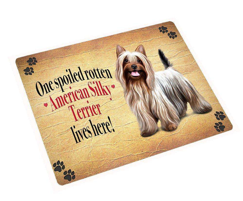 American Silky Terrier Spoiled Rotten Dog Tempered Cutting Board (Large)