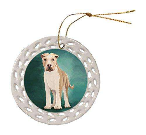 American Staffordshire Dog Christmas Doily Ceramic Ornament