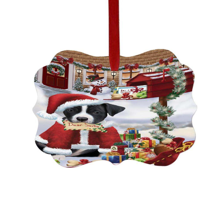 American Staffordshire Dog Dear Santa Letter Christmas Holiday Mailbox Double-Sided Photo Benelux Christmas Ornament LOR48994