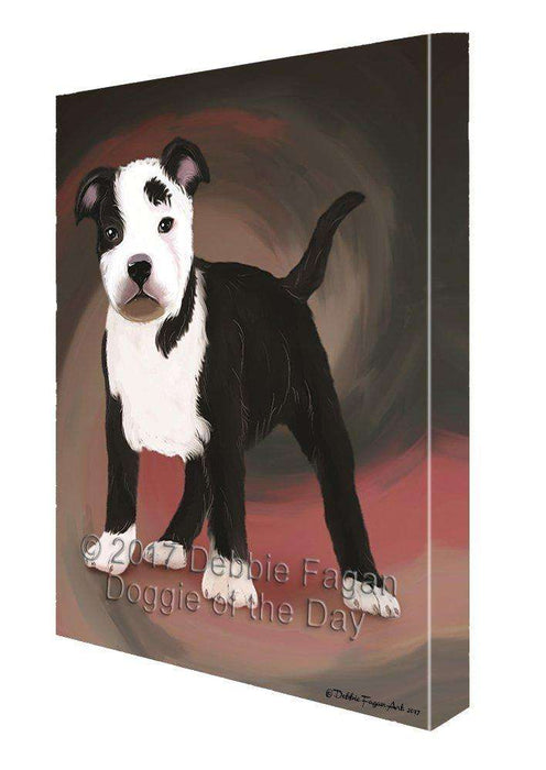 American Staffordshire Dog Painting Printed on Canvas Wall Art
