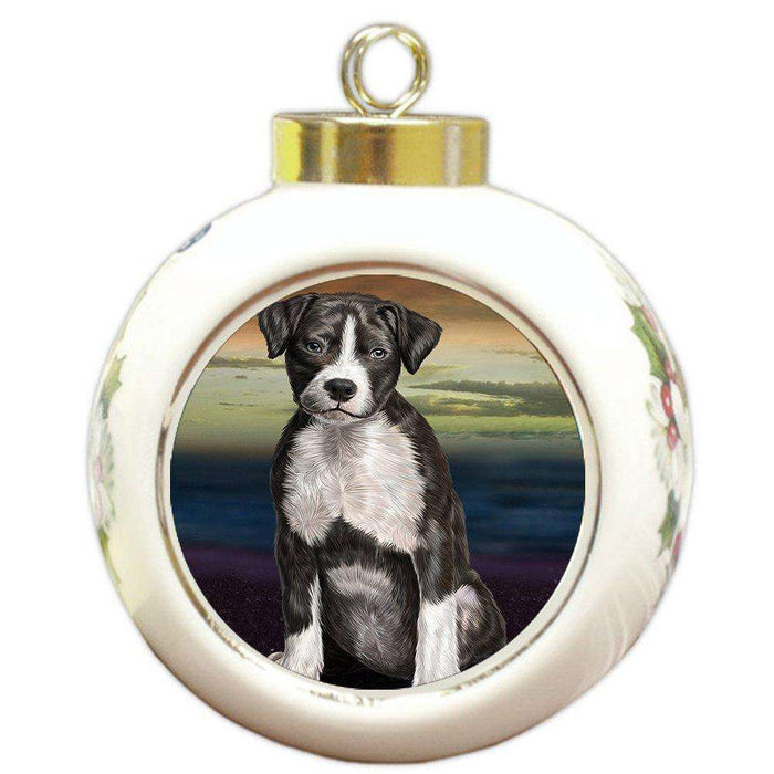 American Staffordshire Dog Round Ball Christmas Ornament