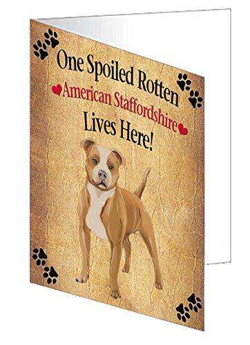 American Staffordshire Spoiled Rotten Dog Handmade Artwork Assorted Pets Greeting Cards and Note Cards with Envelopes for All Occasions and Holiday Seasons